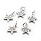 Brass Micro Pave Cubic Zirconia Charms, Star, Platinum, 11.5x10x2mm, Hole: 3mm