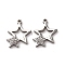 304 Stainless Steel Clay Rhinestone Pendants, Star, Stainless Steel Color, 19x15x2.5mm, Hole: 1.6mm