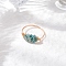 Natural Apatite Beads with Solid Round Brass Beads and Eco-Friendly Copper Wire Rings, 8mm, US Size 9(18.9mm)