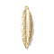 Brass Pendants, Cadmium Free & Nickel Free & Lead Free, Feather, Real 18K Gold Plated, 32.5x8.5x2.5mm, Hole: 1.4mm