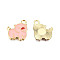 Alloy Pendants, with Enamel, Pig, Light Gold, Pink, 18x15x2mm, Hole: 2.5mm