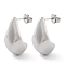 Non-Tarnish 304 Stainless Steel Teardrop Stud Earrrings, Half Hoop Earrings, Stainless Steel Color, 22.5x13mm