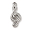 304 Stainless Steel Pendants, Musical Note Charm, Stainless Steel Color, 28x11x2.5mm, Hole: 1.8mm