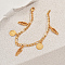 Fashionable Vintage Brass Coin & Embroidered Shoes Charm Bracelets, Figaro Chains Bracelets for Women, Golden, Inner Diameter: 7-7/8 inch(20cm)
