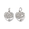 Rack Plating Brass Charms, with Jump Ring, Lead Free & Cadmium Free, Hollow, Heart with Tree of Life Charm, Platinum, 12x10x1.5mm, Hole: 3mm