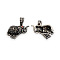 Brass Rhinestone Animal Pendants, Elephant Necklace Pendants, Nickel Free, Antique Silver, 21x16x6mm, Hole: 4x7mm