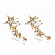 Серьги из латуни с микропейвом и прозрачным фианитом KK-S356-127G-NF-1