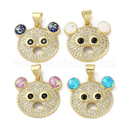 Латунные микропаве прозрачные подвески с фианитом KK-C045-46G-1