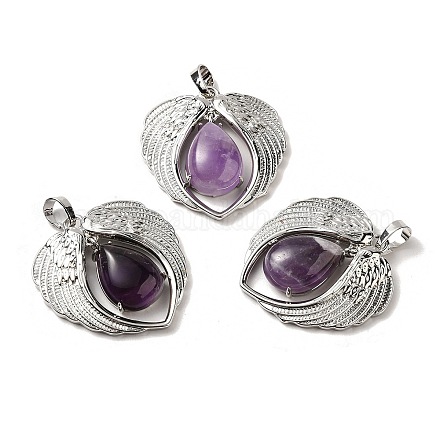 Подвески из натурального аметиста в форме капли KK-K331-02P-08-1