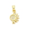 Brass Micro Pave Cubic Zirconia Pendants, Cadmium Free & Lead Free, Sun Charms, Real 16K Gold Plated, 16x10x2.5mm, Hole: 4.5x3mm