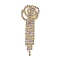 Brass Rhinestone Pendants, Cadmium Free & Lead Free, Flower, Light Topaz, 62x22x2.5mm, Hole: 1.6mm