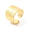 Ion Plating(IP) 304 Stainless Steel Textured Wide Open Cuff Ring for Women, Real 18K Gold Plated, US Size 6 3/4(17.2mm)