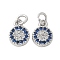 Brass Micro Pave Cubic Zirconia Charms, Cadmium Free & Nickel Free & Lead Free, Flat Round Charms, with Jump Ring, Platinum, 9x6.5x2mm, Hole: 2.5mm