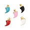 Brass Micro Pave Clear Cubic Zirconia Enamel Pendants, Cadmium Free & Lead Free, Real 18K Gold Plated, Scabbard/Tusk Shape, Mixed Color, 16x13x5mm, Hole: 3.5x5.5mm