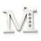 Tarnish Resistant 304 Stainless Steel Letter Pendant Rhinestone Settings, Stainless Steel Color, Letter.M, M: 15x18.5x1.5mm, Hole: 1.2mm, Fit for 1.6mm rhinestone