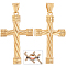 2Pcs 316 Surgical Stainless Steel Pendants, with 304 Stainless Steel Snap on Bails, Cross, Golden, 49x30x7.5mm, Hole: 8x4mm