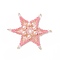 Seed Beads Beaded Charms, Star Pendants, with Glass Pearl Beads, Pink, 64x64x6mm