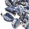 Natural Blue Spot Jasper Pendants, with 201 Stainless Steel Finding, Leaf, 25.5~26x15x7mm, Hole: 4x8mm