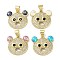 Brass Micro Pave Clear Cubic Zirconia Pendants, Cadmium Free & Lead Free, with Synthetic Opal, with Jump Ring, Real 18K Gold Plated, Bear, Mixed Color, 18x19.5x3mm, Hole: 3.6mm