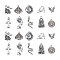 100 pcs 10 Style Tibetan Style Alloy  Pendants, Cadmium Free & Lead Free, Pharaoh & Stretching Cat & Ankh Cross & Egyptian Queen & Pyramid, Antique Silver, 13~26x11~17x1.5~12.5mm, Hole: 1~2.5mm, 10pcs/sytle
