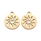 201 Stainless Steel Pendants, Laser Cut, Manual Polishing, Flat Round with Sun, Golden, 14x12x1mm, Hole: 1.6mm