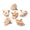 Alloy Pendant, with Silk, Flower, Golden, PapayaWhip, 29~31x34~36mm, Hole: 1.8mm
