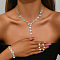 Brass Rhinestones Necklaces & Earring & Bracelets Sets for Women, Crystal, 11.81 inch(300mm)