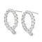 Brass Stud Earring Findings, Cadmium Free & Nickel Free & Lead Free, with Vertical Loop, Oval, Real Platinum Plated, 18.5x12.5mm, Hole: 1.6~1.8mm, Pin: 0.7mm