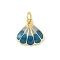 Brass Enamel Shell Shaped Charms, with Jump Rings, Rack Plating, Long-Lasting Plated, Lead Free & Cadmium Free, Real 18K Gold Plated, Blue, 12.5x12.5x3mm, Hole: 3.5mm