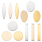 Brass Charms, Blank Stamping Tag, Rectangle, Oval, Flat Round and Horse Eye, Golden & Light Gold & Platinum, 6.8x5.2x1.1cm, 48pcs/box