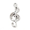 Rack Plating Alloy Rhinestone Pendants, Cadmium Free & Nickel Free & Lead Free, Musical Note Charms, Platinum, 28x11x3mm, Hole: 1.5mm