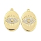 Brass Micro Pave Clear Cubic Zirconia Pendants, Cadmium Free & Nickel Free & Lead Free, Oval with Eye, Real 18K Gold Plated, 15.5x10x1.5mm, Hole: 1mm
