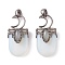 Opalite Pendants, with Brass Findings, Oval, Gunmetal, 44~46x20~21x16~17mm, Hole: 5x7mm