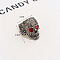 Retro Alloy with Resin Adjustable Cuff Rings, Antique Silver, Skull, 28mm, Inner Diameter: Adjustable