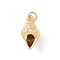 Brass Pendants, Conch Shape Charms, Lead Free & Cadmium Free, Long-Lasting Plated, Real, Rack Plating, with Jump Ring, Real 18K Gold Plated, 19.5x10x8mm
