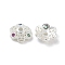 Brass Micro Pave Cubic Zirconia Bead Caps, Long-Lasting Plated, 6-Petals, Flower, Silver, 6.5x2mm, Hole: 1mm