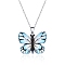 Butterfly Resin Pendant Necklaces, Stainless Steel Cable Chain Necklaces, Stainless Steel Color, Light Sky Blue, 14.96 inch(38cm)
