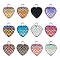Opaque 304 Stainless Steel Pendants, with Resin, Heart with Fish Scale Shape, Mixed Color, 16x13x3.5mm, Hole: 2mm, 36pcs/box