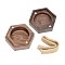 Hexagon Wood Rings Boxes, Wedding Ring Gift Case with Magnetic Clasps, Camel, 5x5.7x2.6cm