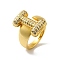 Letter Brass Micro Pave Clear Cubic Zirconia Open Cuff Ring for Women, Cadmium Free & Nickel Free & Lead Free, Real 18K Gold Plated, Letter I, 20x12mm, US Size 6(16.5mm)