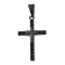 304 Stainless Steel Pendants, Cross Charm, with Rhinestone, PVD Vacuum Plating, Black, 37.5x22x2.5mm, Hole: 9x4.5mm