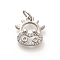 Rack Plating Brass Micro Pave Cubic Zirconia Pendants, Long-Lasting Plated, Lead Free & Cadmium Free, Zodiac Signs Charms, with Jump Ring, Cattle, 12x11x2mm
