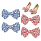 4Pcs 2 Colors Polyester Shoe Charms, with Buckle Clips, Bowknot with Polka Dot, Mixed Color, 134x80x21mm, 2pcs/color