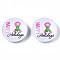 Glass Paper Snap Buttons, with Plastic & Iron Snap Caps, Garment Buttons, Flat Round, Christmas Tree Pattern, 35x13~14mm