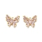 Glass Pendants, with Brass Findings, Butterfly, Real 18K Gold Plated, 14x16x3mm, Hole: 1.4mm