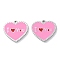 304 Stainless Steel Pendants, with Enamel, Heart with Word I Love You Charm, Pearl Pink, 14x15.5x1.5mm, Hole: 1mm