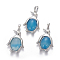 Natural Agate Pendants, with Brass Findings, Penguin, Platinum, Deep Sky Blue, 34~35x24~25x5~8mm, Hole: 8x5mm