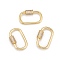 Brass Micro Pave Cubic Zirconia Screw Carabiner Lock Charms, for Necklaces Making, Quick Links, Oval, Clear, Golden, 26.5x17~17.5mm