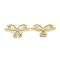 Brass Pave Clear Cubic Zirconia Connector Charms, Cadmium Free & Nickel Free & Lead Free, Bowknot Links, Real 18K Gold Plated, 6.5x12.5x2.5mm, Hole: 1mm