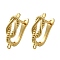 Rack Plating Brass Hoop Earring Findings, Long-Lasting Plated, Lead Free & Cadmium Free, Rope, with Loop, Real 18K Gold Plated, 18.5x12x6.5mm, Hole: 1.2mm, Pin: 0.8mm